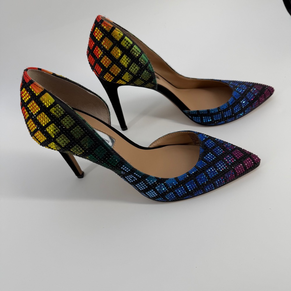 INC Rainbow Rhinestone D'Orsay Heels Pride Disco Glam Pumps‎ Women's 7